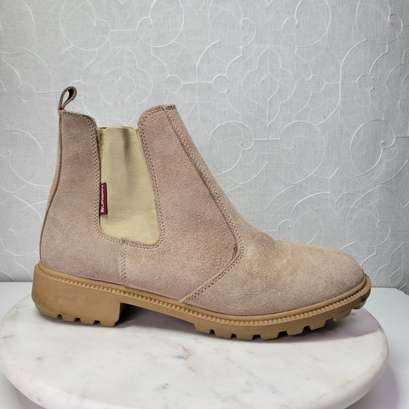 Burgan 640 Chelsea Boots Mens 10.5 Tan Suede Leather Slip On Combat Fashion - Picture 1 of 16
